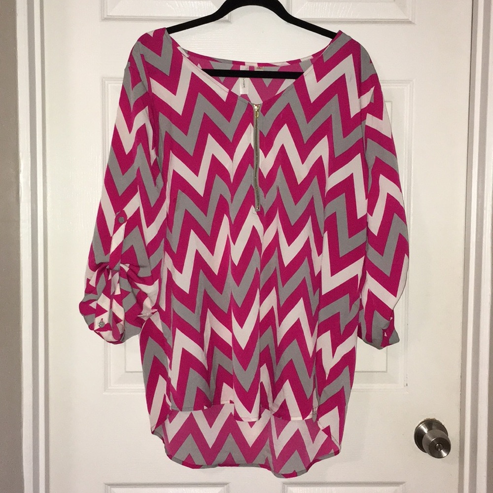 Chevron Zippered Blouse